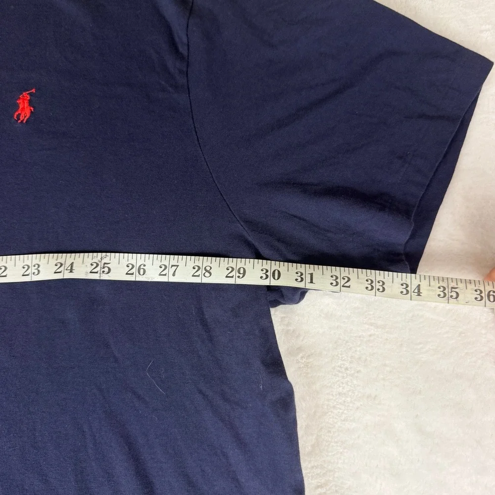 Polo Ralph Lauren 4XB Big & Tall Mens V-Neck T-Shirt Navy Blue Red Pony Logo